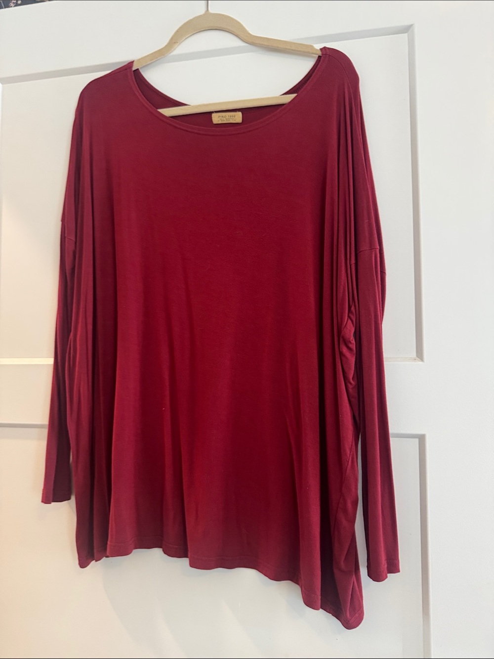 Piko 1988 Oversized Long-Sleeve Top - Wine Red